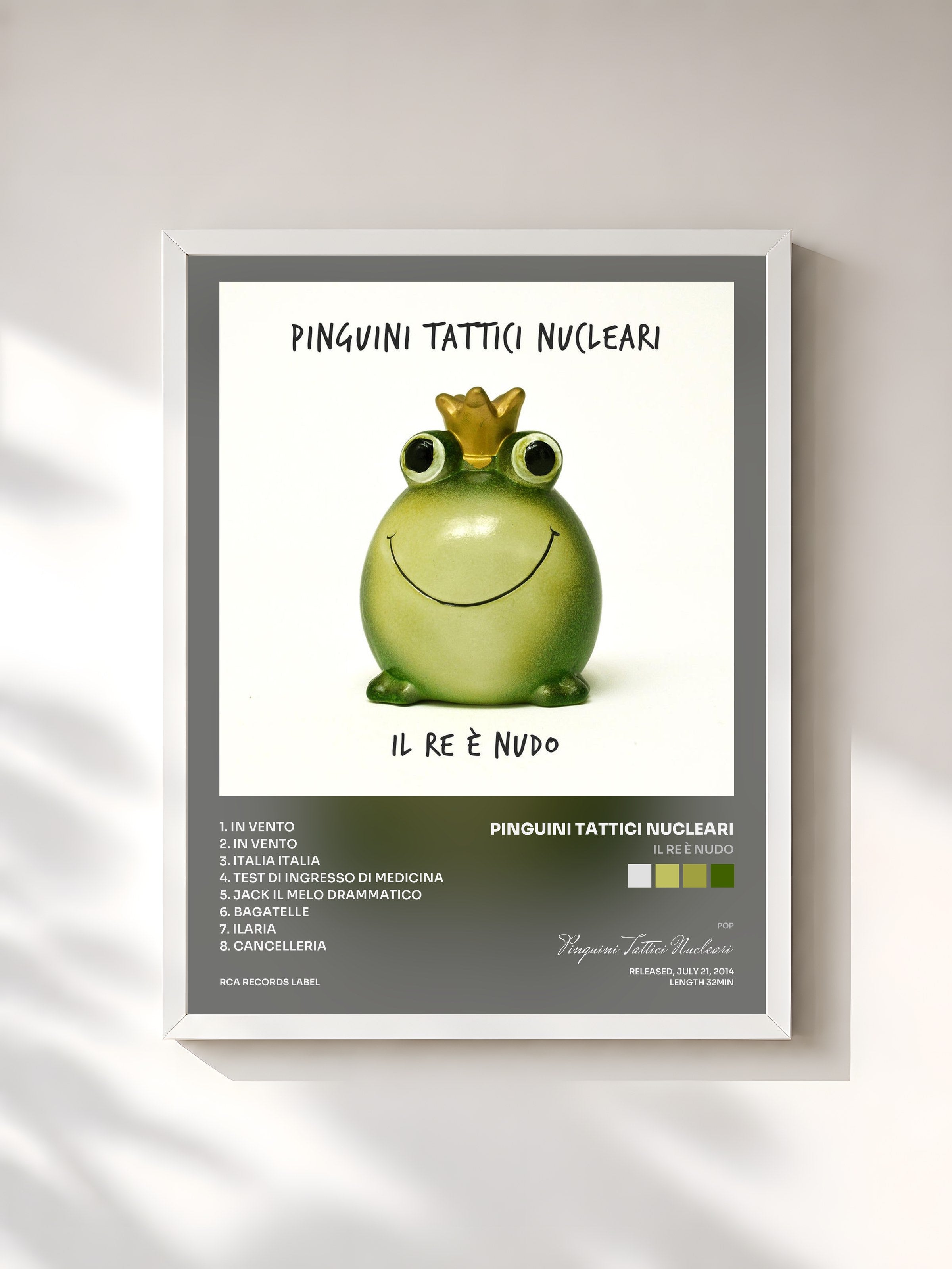 #blanc Tableau de l'album Il Re è nudo de Pinguini Tattici Nucleari, cadre blanc, imprimé et encadré en France