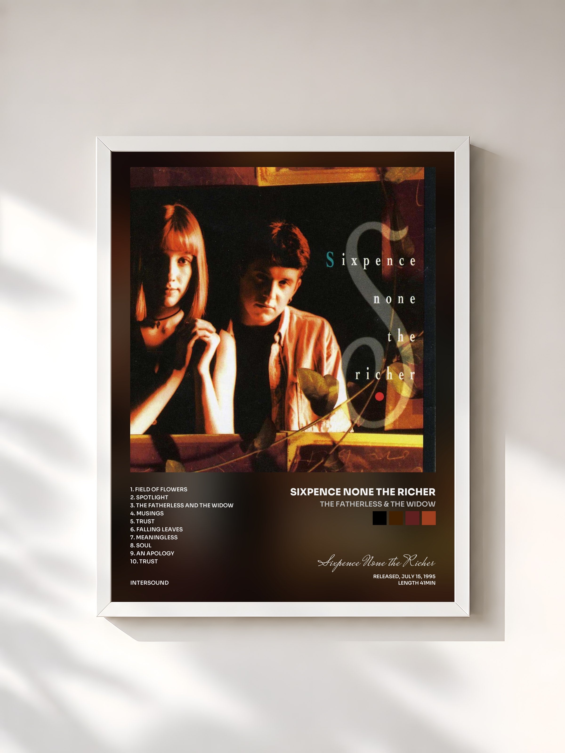 #blanc Tableau de l'album The Fatherless & The Widow de Sixpence None the Richer, cadre blanc, imprimé et encadré en France