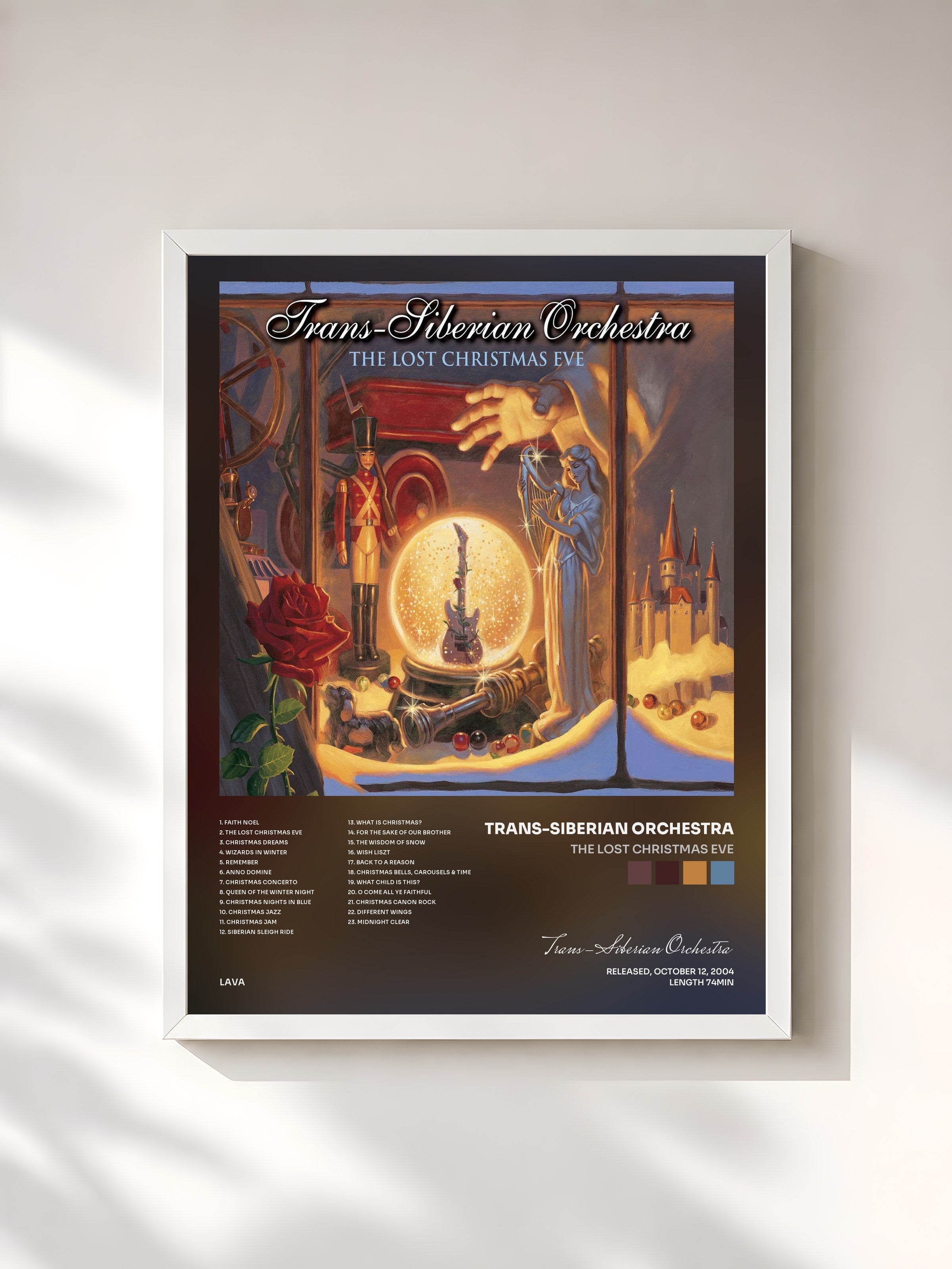 #blanc Tableau de l'album The Lost Christmas Eve de Trans-Siberian Orchestra, cadre blanc, imprimé et encadré en France