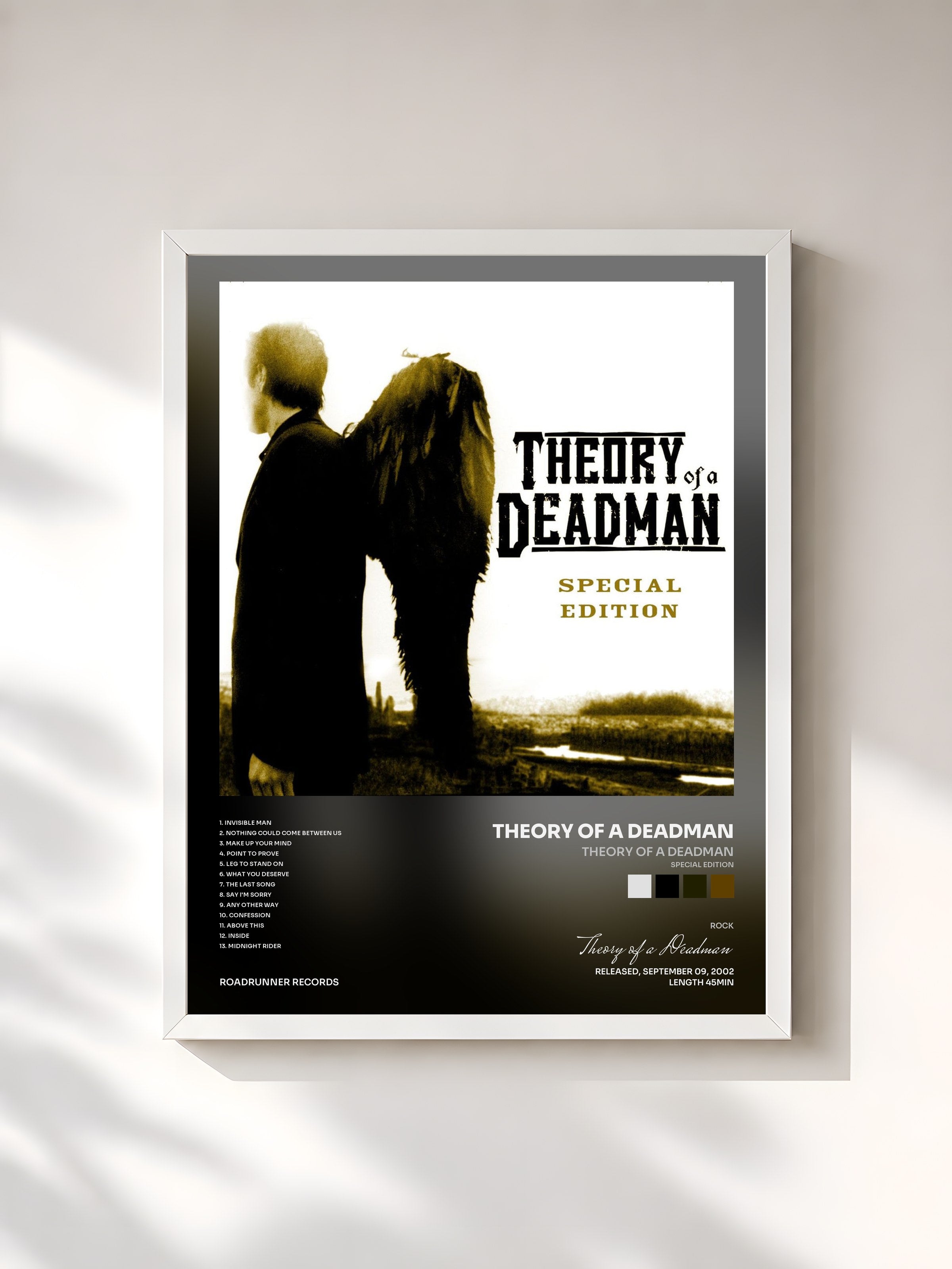 #blanc Tableau de l'album Theory of a Deadman (Special Edition) de Theory of a Deadman, cadre blanc, imprimé et encadré en France
