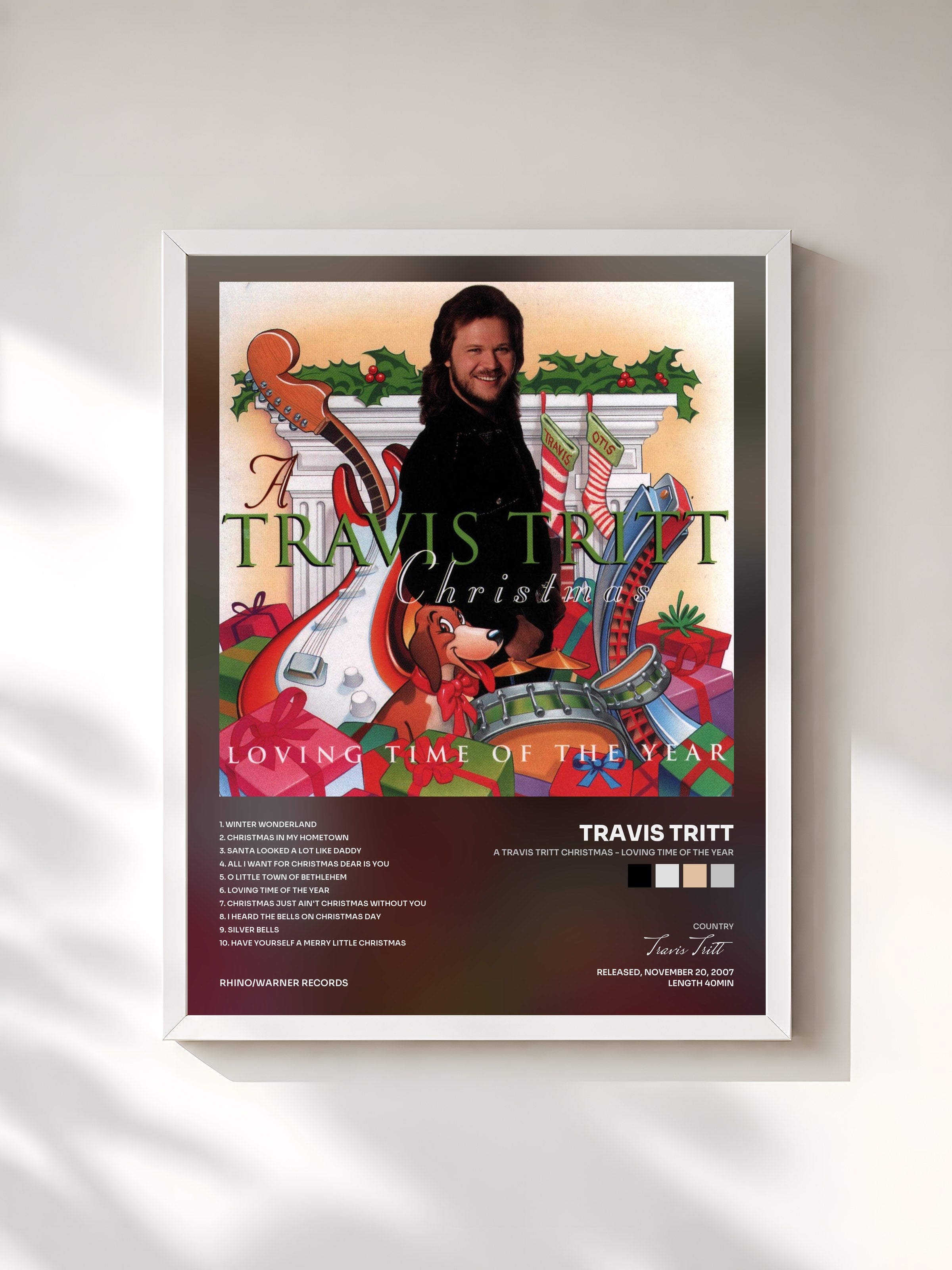 #blanc Tableau de l'album A Travis Tritt Christmas - Loving Time of the Year de Travis Tritt, cadre blanc, imprimé et encadré en France