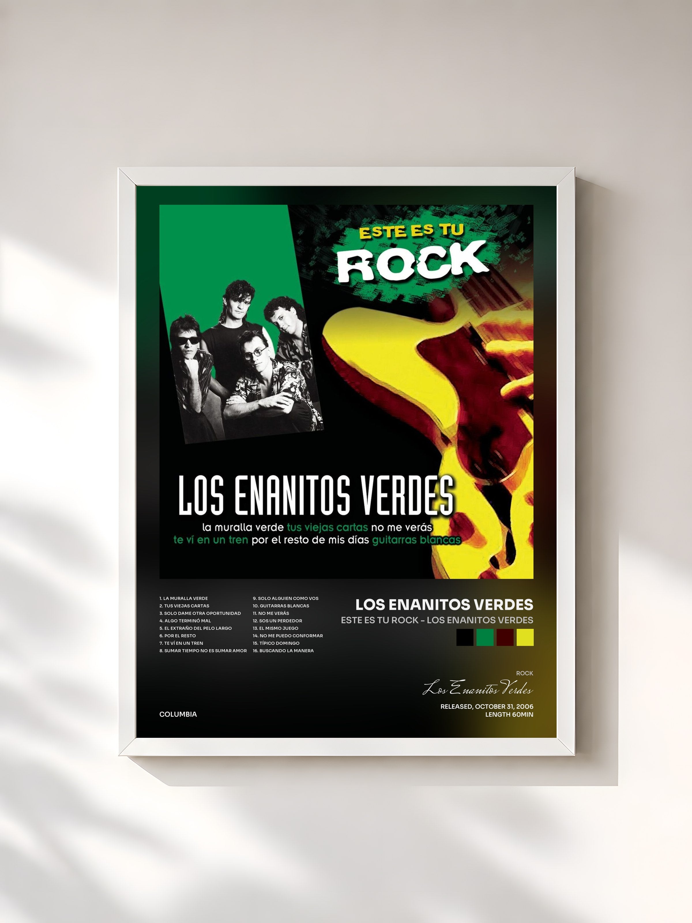#blanc Tableau de l'album Este Es Tu Rock - Los Enanitos Verdes de Los Enanitos Verdes, cadre blanc, imprimé et encadré en France