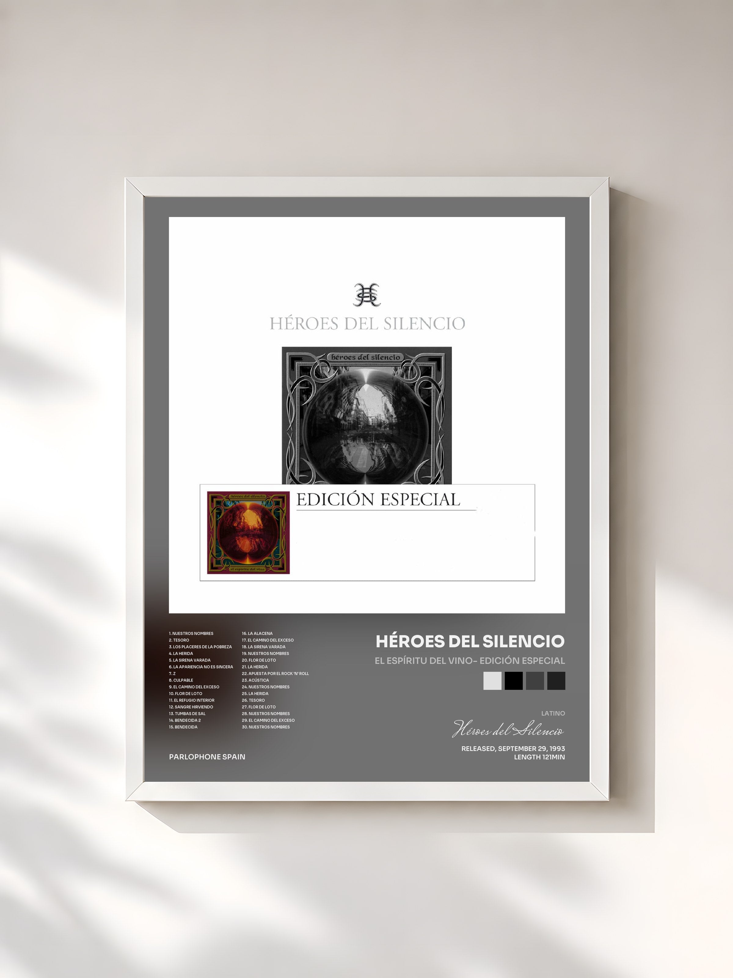 #blanc Tableau de l'album El Espíritu Del Vino- Edición Especial de Héroes del Silencio, cadre blanc, imprimé et encadré en France