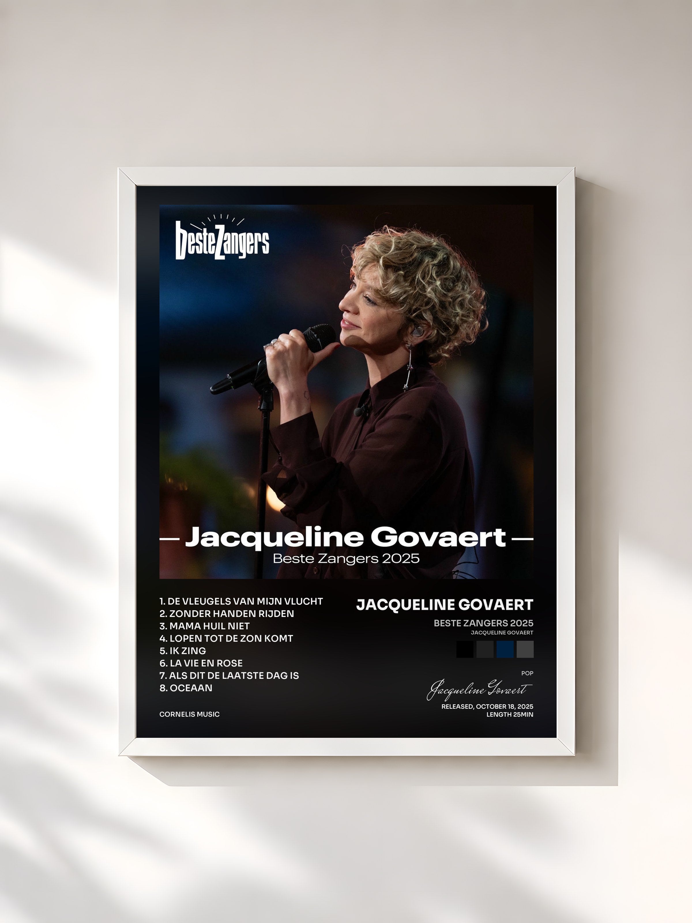 #blanc Tableau de l'album Beste Zangers 2025 (Jacqueline Govaert) de Jacqueline Govaert, cadre blanc, imprimé et encadré en France