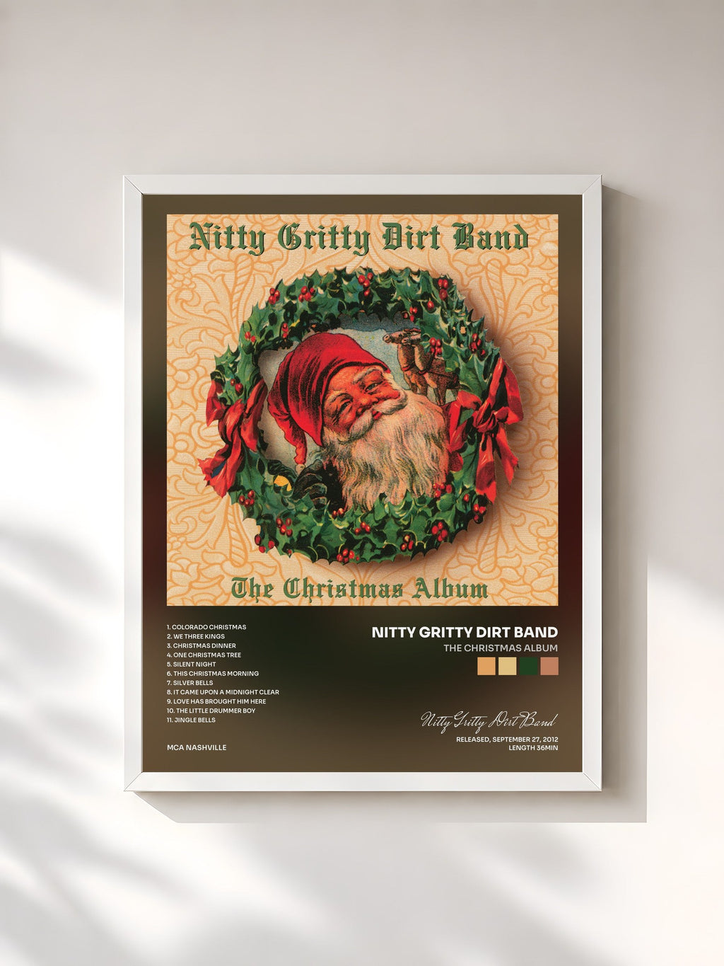 #blanc The Christmas Album de Nitty Gritty Dirt Band en lámina enmarcada, marco blanco, impresa y enmarcada en Francia