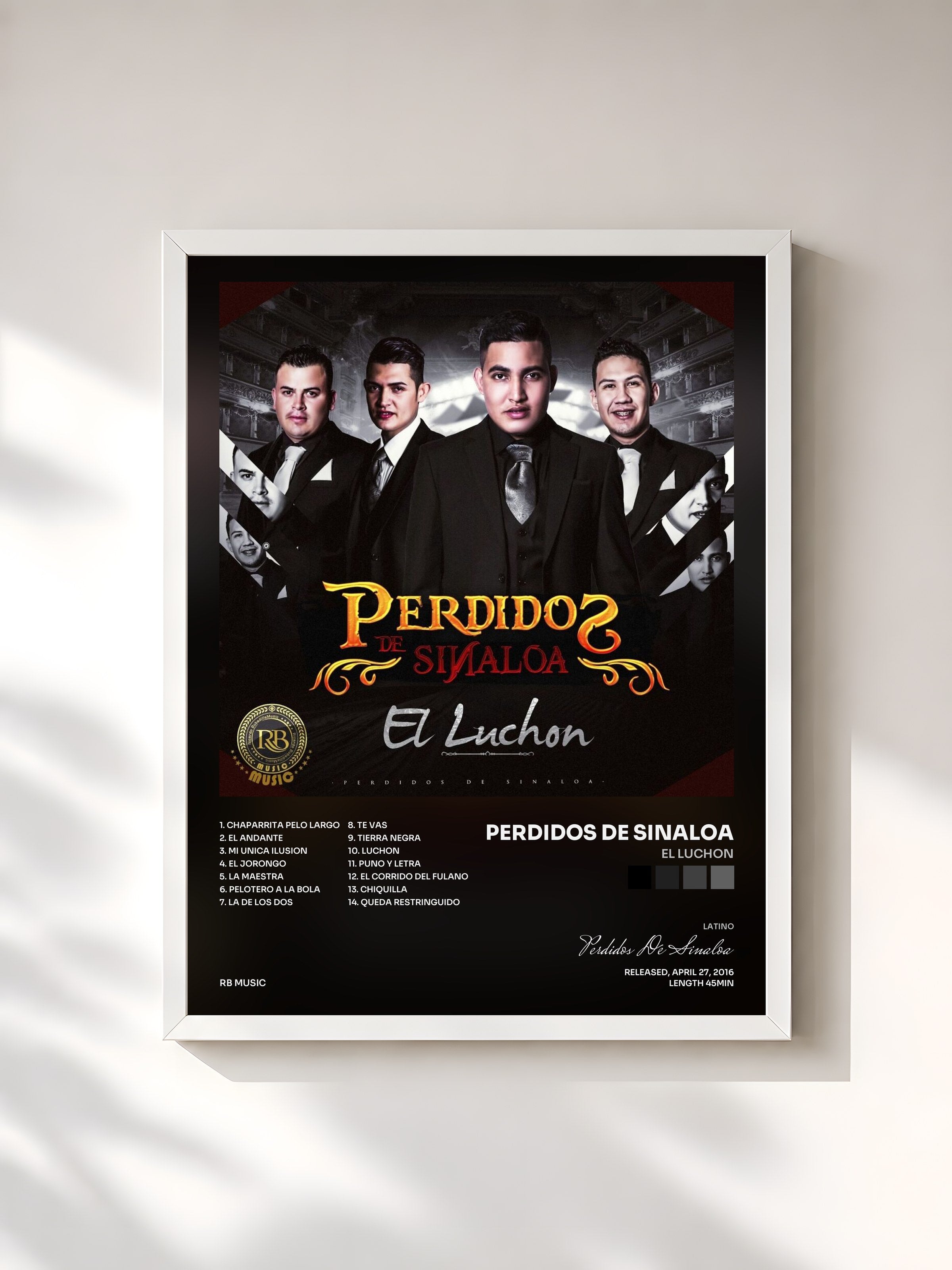 #blanc Tableau de l'album El Luchon de Perdidos De Sinaloa, cadre blanc, imprimé et encadré en France