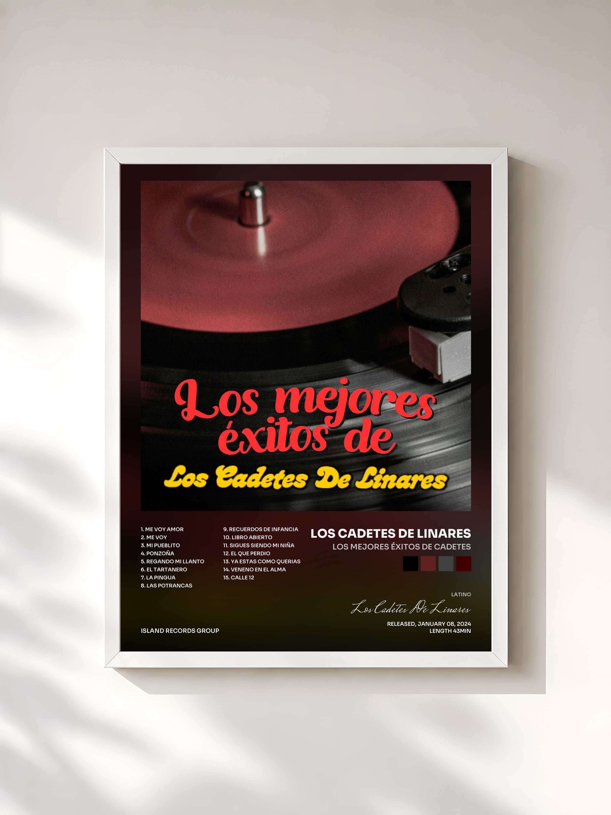 #blanc Tableau de l'album Los Mejores Éxitos de Cadetes de Los Cadetes De Linares, cadre blanc, imprimé et encadré en France