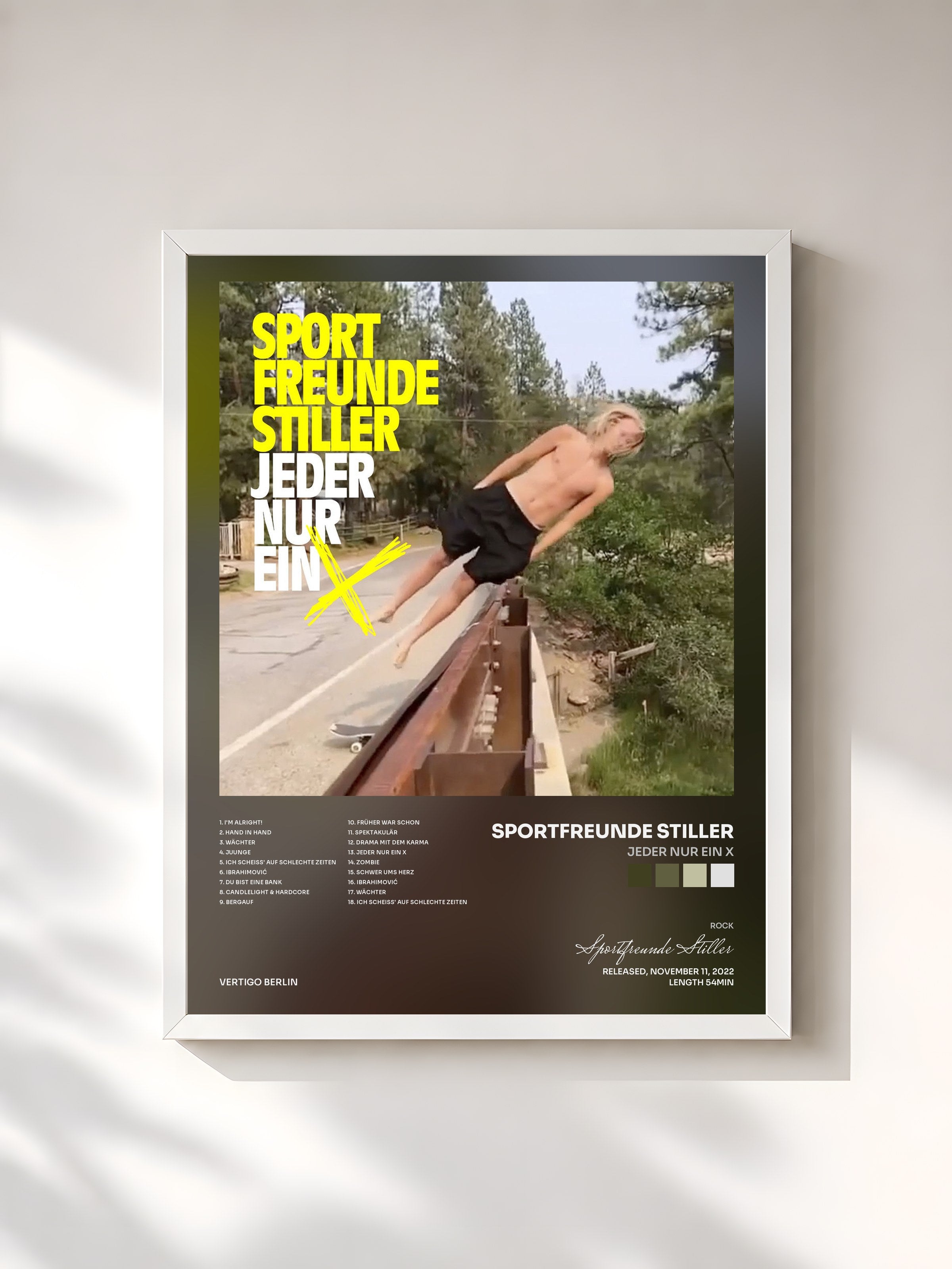 #blanc Tableau de l'album JEDER NUR EIN X de Sportfreunde Stiller, cadre blanc, imprimé et encadré en France