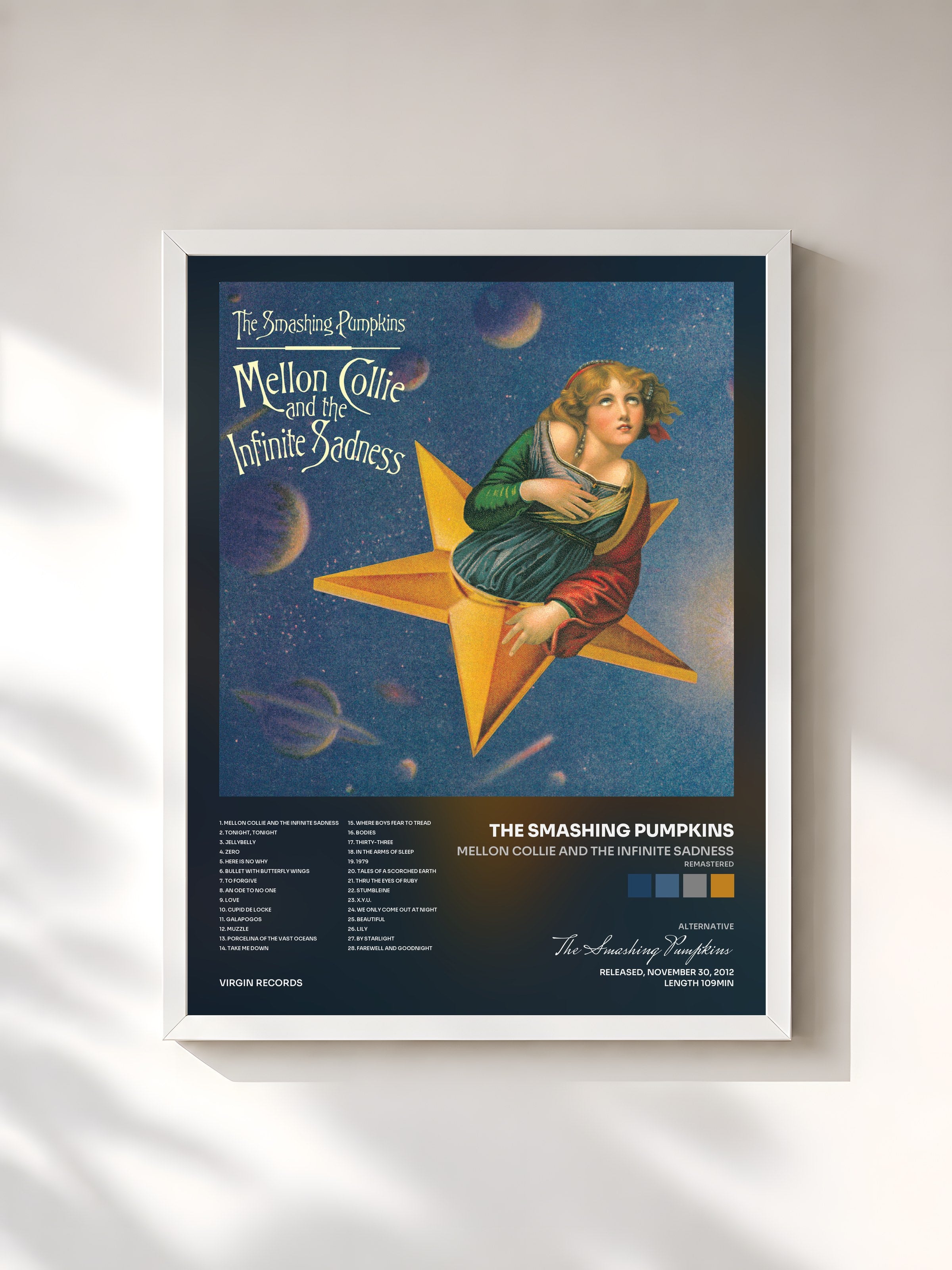 #blanc Mellon Collie And The Infinite Sadness (Remastered) de The Smashing Pumpkins en lámina enmarcada, marco blanco, impresa y enmarcada en Francia