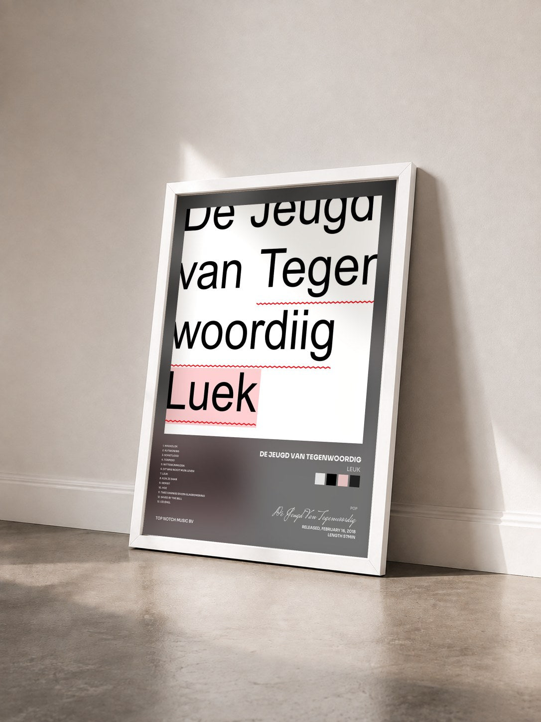 #blanc Tableau de l'album Leuk de De Jeugd Van Tegenwoordig vu de trois quarts, cadre blanc