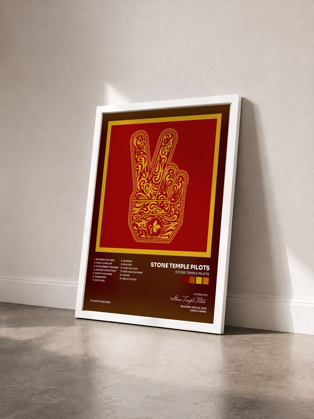 #blanc Tableau de l'album Stone Temple Pilots de Stone Temple Pilots vu de trois quarts, cadre blanc