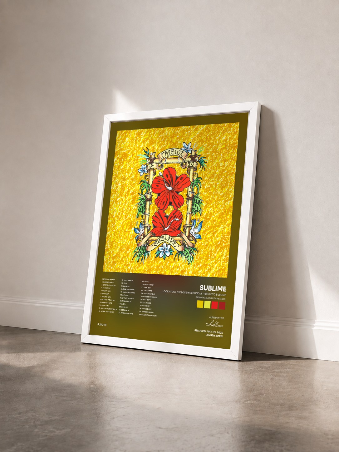 #blanc Tableau de l'album Look At All The Love We Found: A Tribute To Sublime (Reworked and Remastered) de Sublime vu de trois quarts, cadre blanc