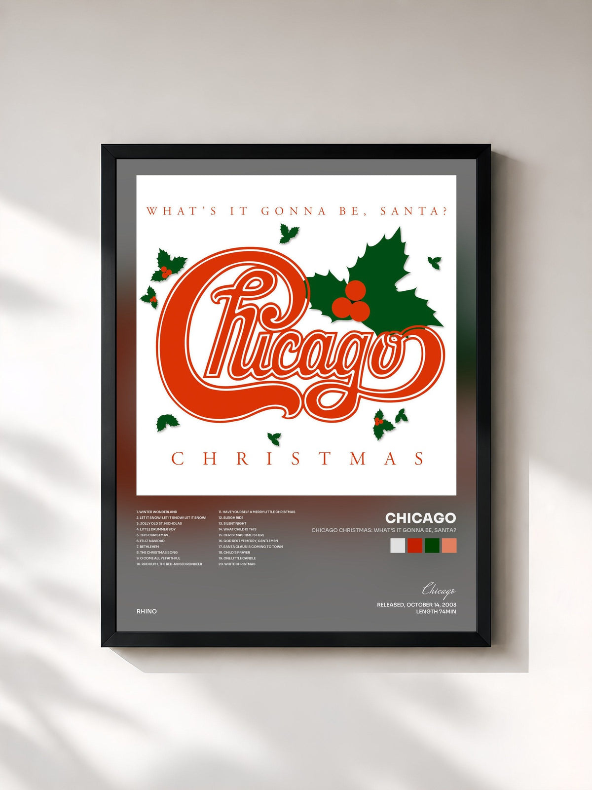 #noir Chicago Christmas: What's It Gonna Be, Santa? de Chicago en lámina enmarcada, marco negro, impresa y enmarcada en Francia