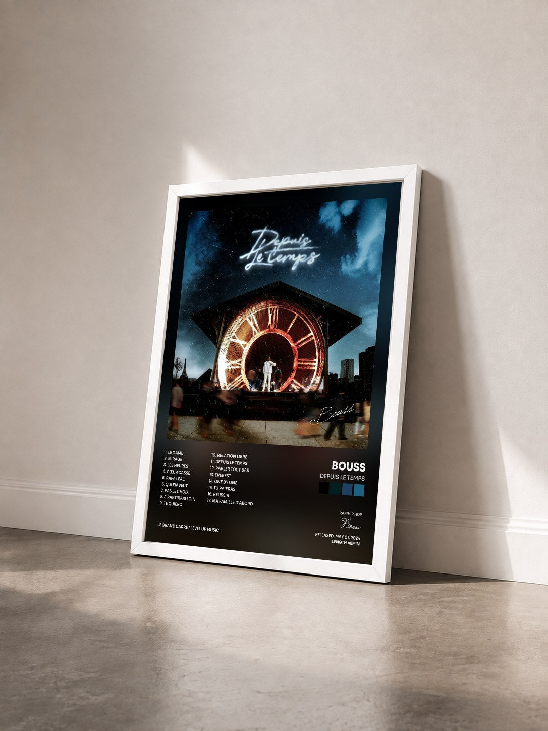 #blanc Tableau de l'album Depuis le temps de Bouss vu de trois quarts, cadre blanc