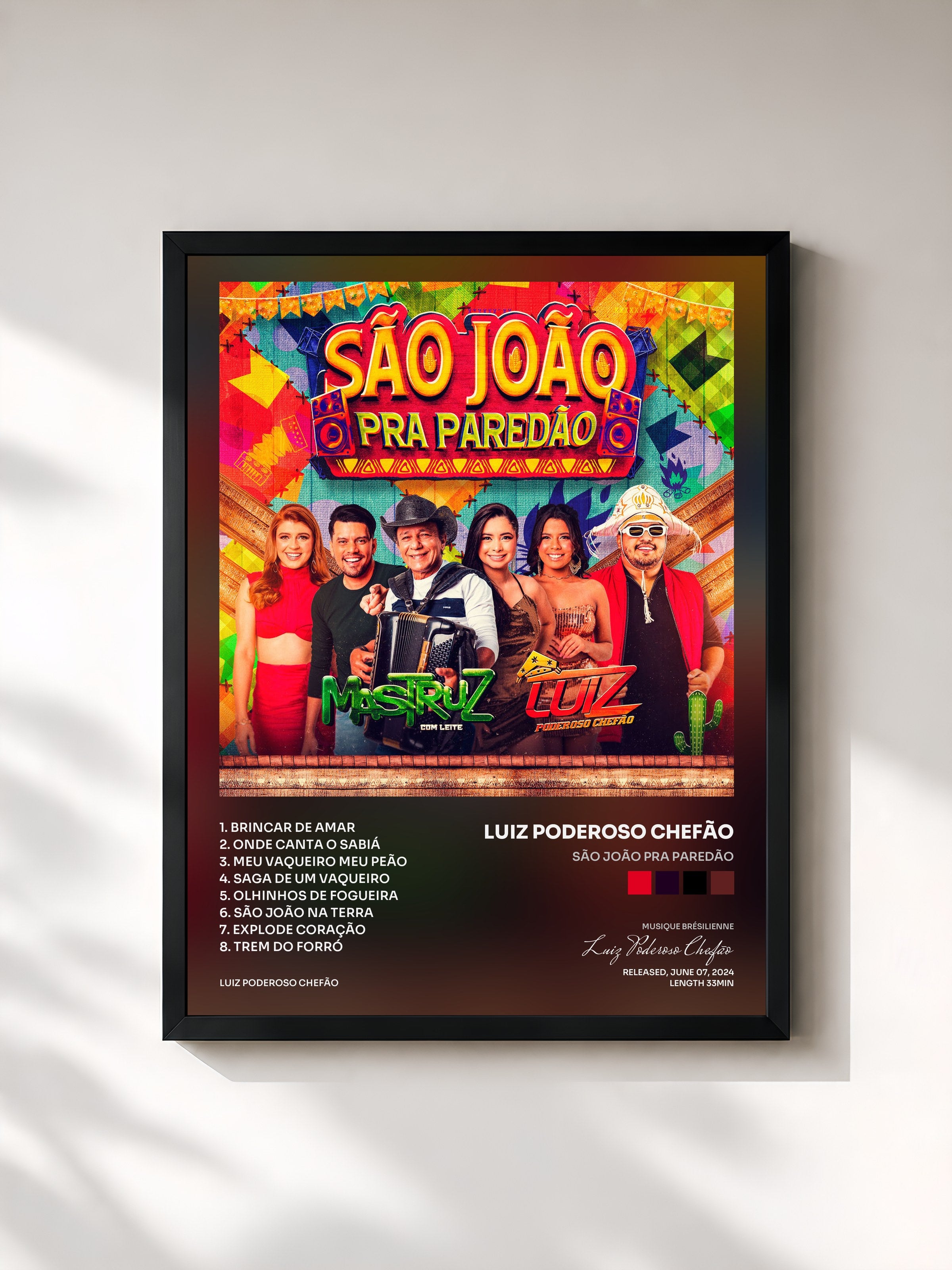 #noir Tableau de l'album São João pra Paredão de Luiz Poderoso Chefão, cadre noir, imprimé et encadré en France