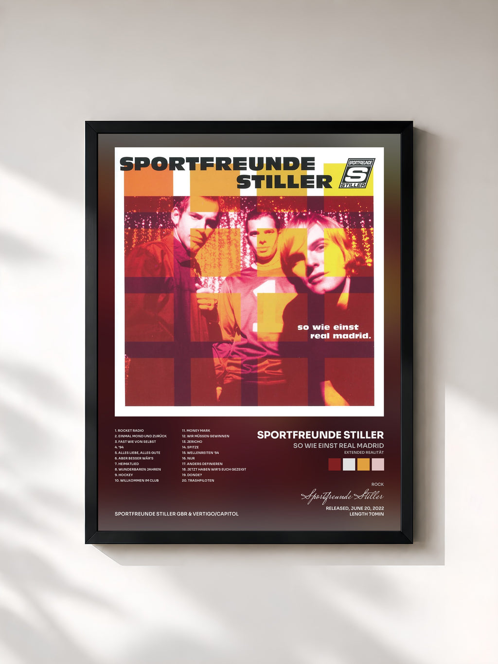 #noir Tableau de l'album So wie einst Real Madrid (Extended Realität) de Sportfreunde Stiller, cadre noir, imprimé et encadré en France