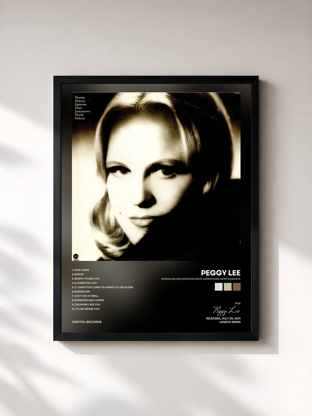 #noir Norma Deloris Egstrom From Jamestown, North Dakota di Peggy Lee in stampa incorniciata, cornice nera, stampata e incorniciata in Francia