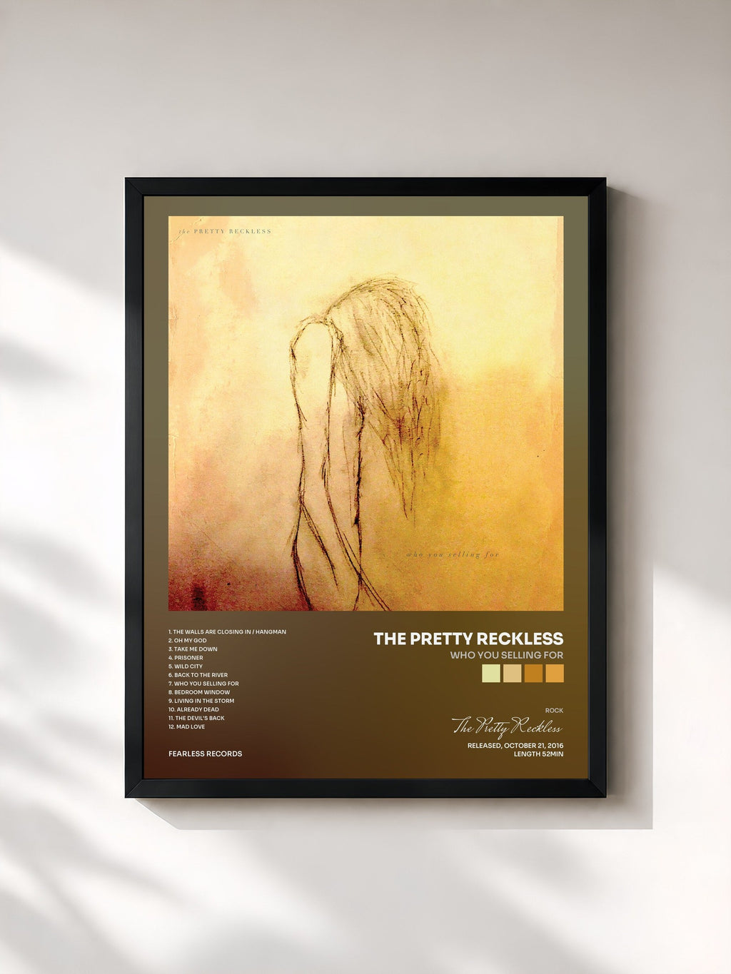 #noir Who You Selling For von The Pretty Reckless als gerahmter Kunstdruck, schwarzer Rahmen, gedruckt und gerahmt in Frankreich