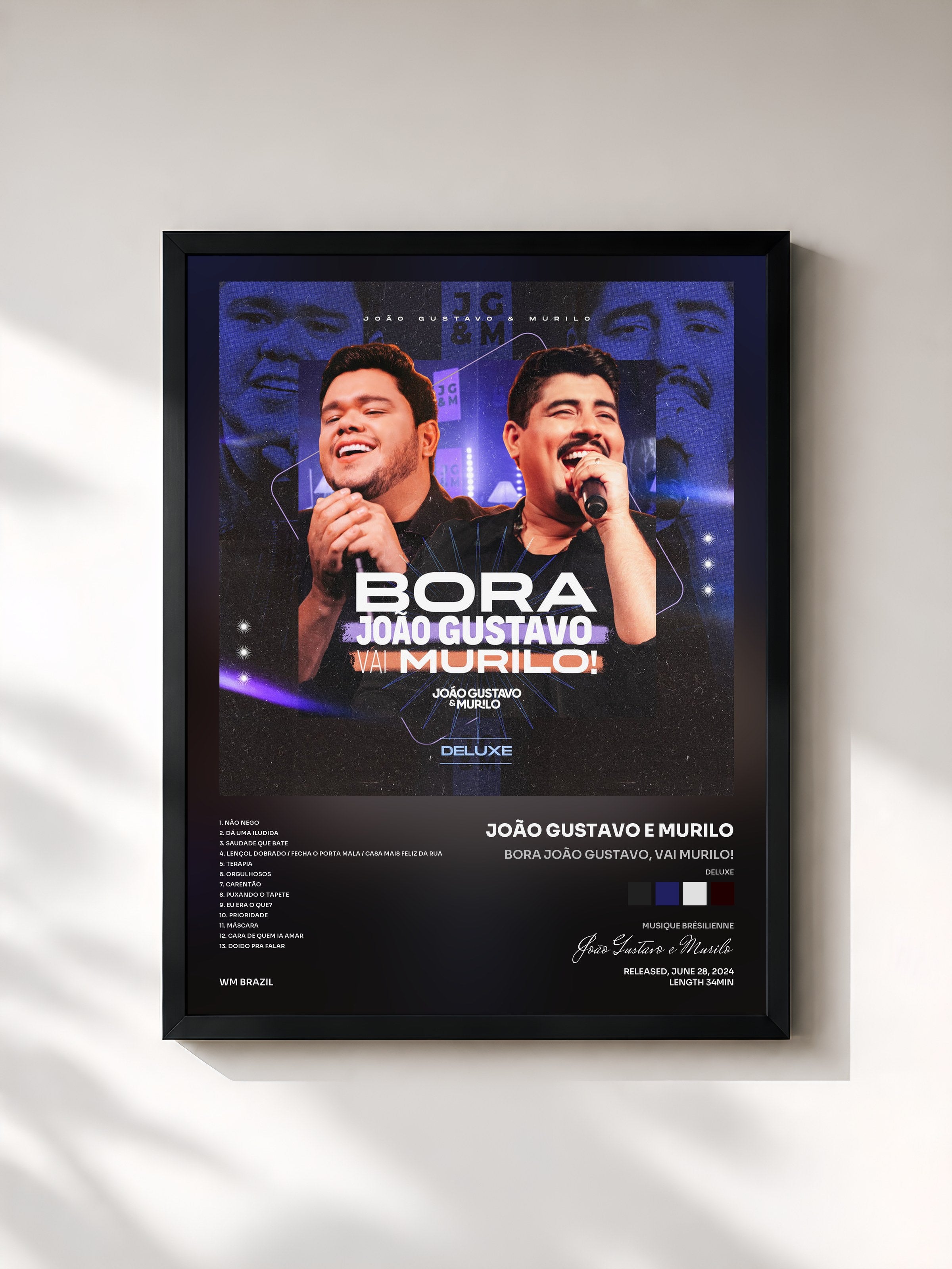 #noir Tableau de l'album Bora João Gustavo, Vai Murilo! (Deluxe) de João Gustavo e Murilo, cadre noir, imprimé et encadré en France