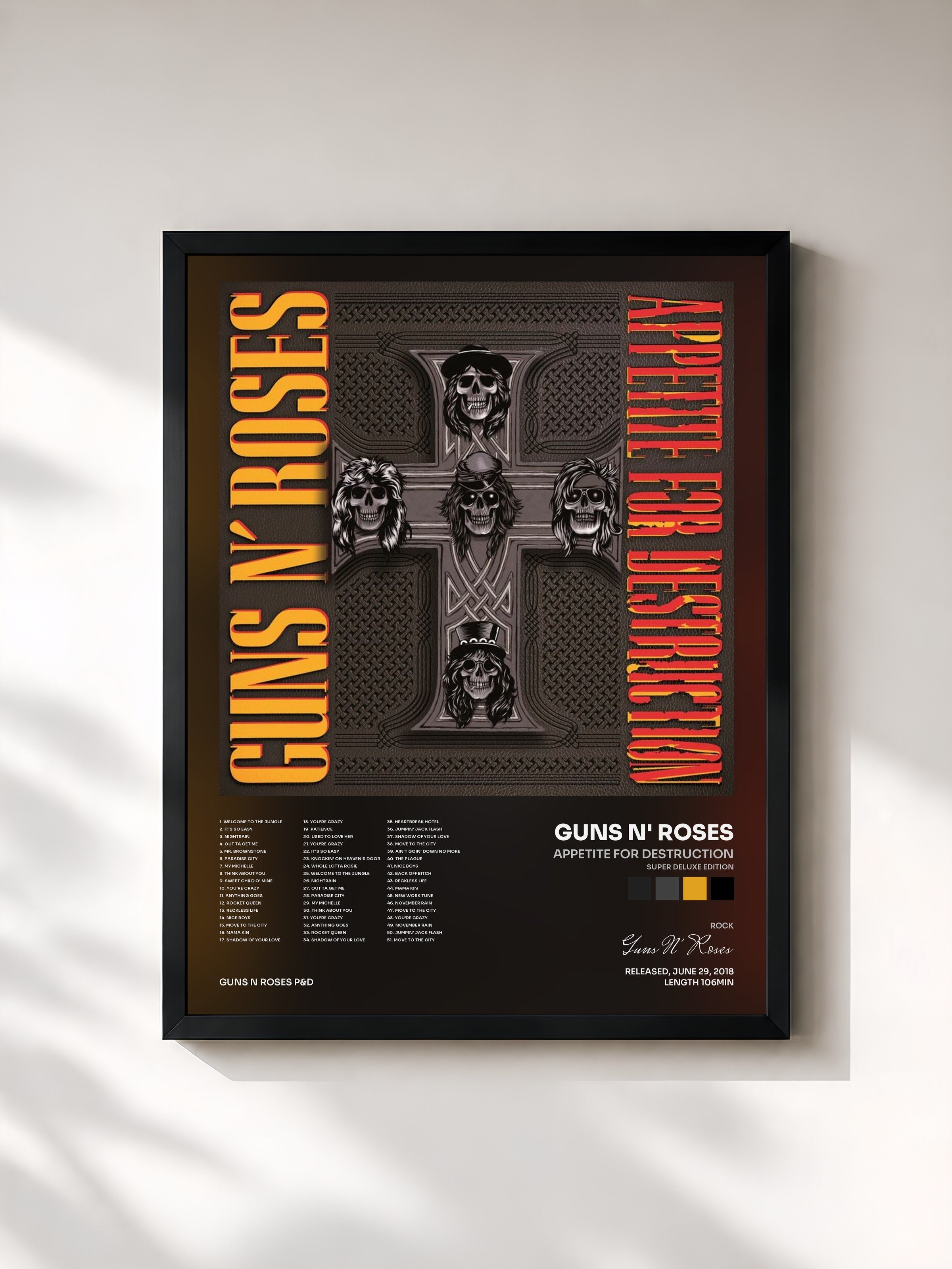 #noir Appetite For Destruction (Super Deluxe Edition) de Guns N' Roses en lámina enmarcada, marco negro, impresa y enmarcada en Francia