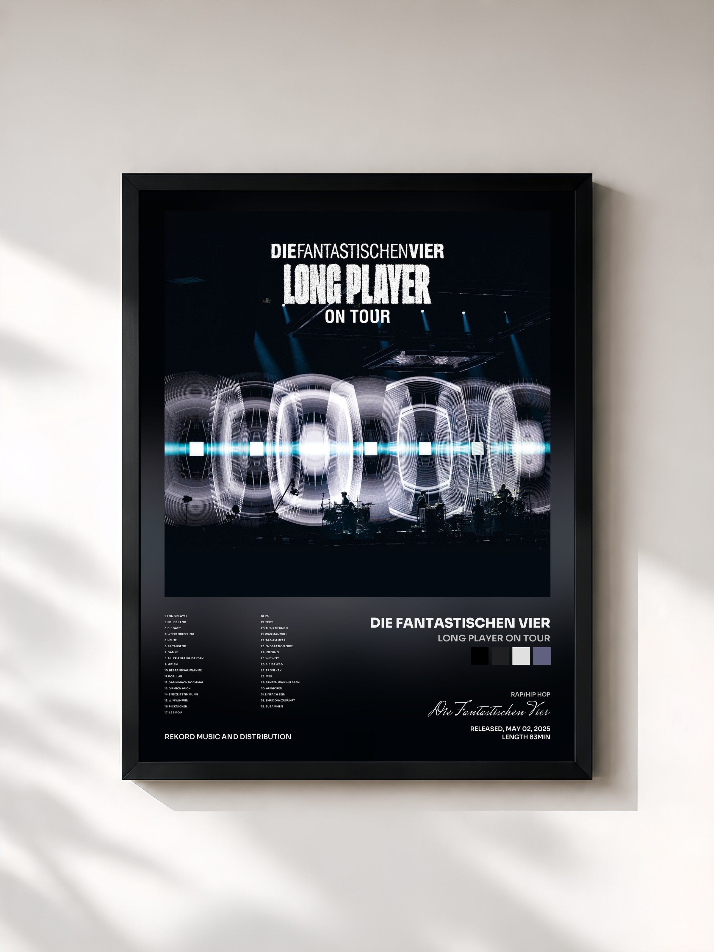 #noir Tableau de l'album Long Player On Tour de Die Fantastischen Vier, cadre noir, imprimé et encadré en France