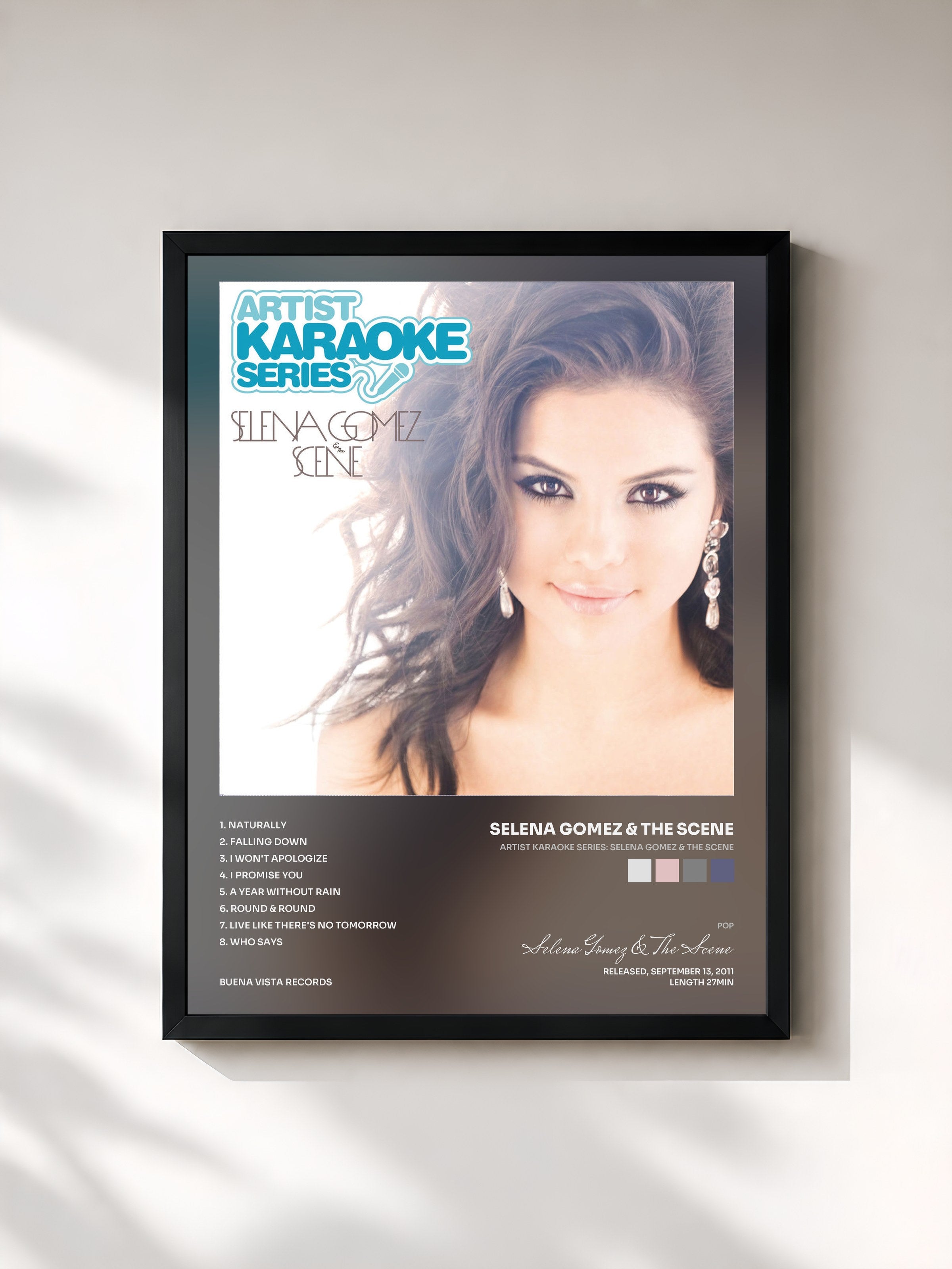 #noir Tableau de l'album Artist Karaoke Series: Selena Gomez & The Scene de Selena Gomez & The Scene, cadre noir, imprimé et encadré en France
