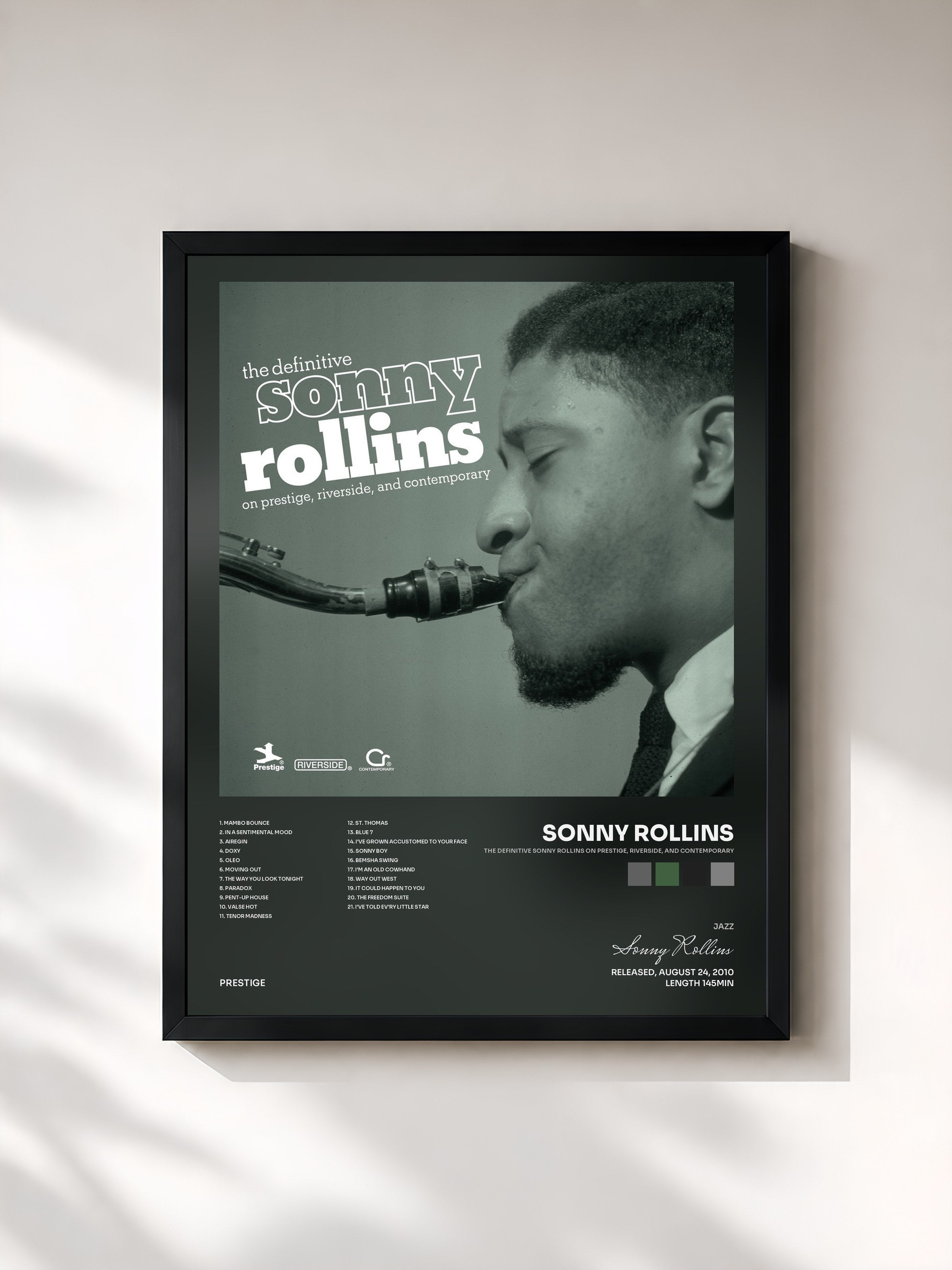 #noir Tableau de l'album The Definitive Sonny Rollins On Prestige, Riverside, And Contemporary de Sonny Rollins, cadre noir, imprimé et encadré en France