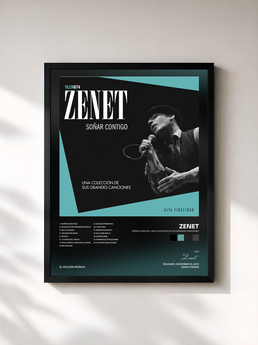#noir Tableau de l'album Soñar Contigo. Una Colección de Sus Grandes Canciones de Zenet, cadre noir, imprimé et encadré en France