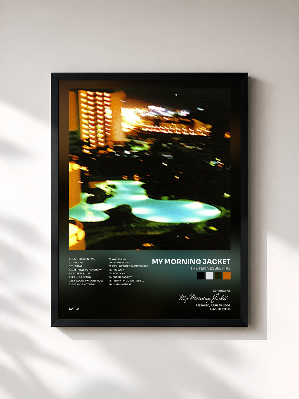 #noir Tableau de l'album The Tennessee Fire de My Morning Jacket, cadre noir, imprimé et encadré en France