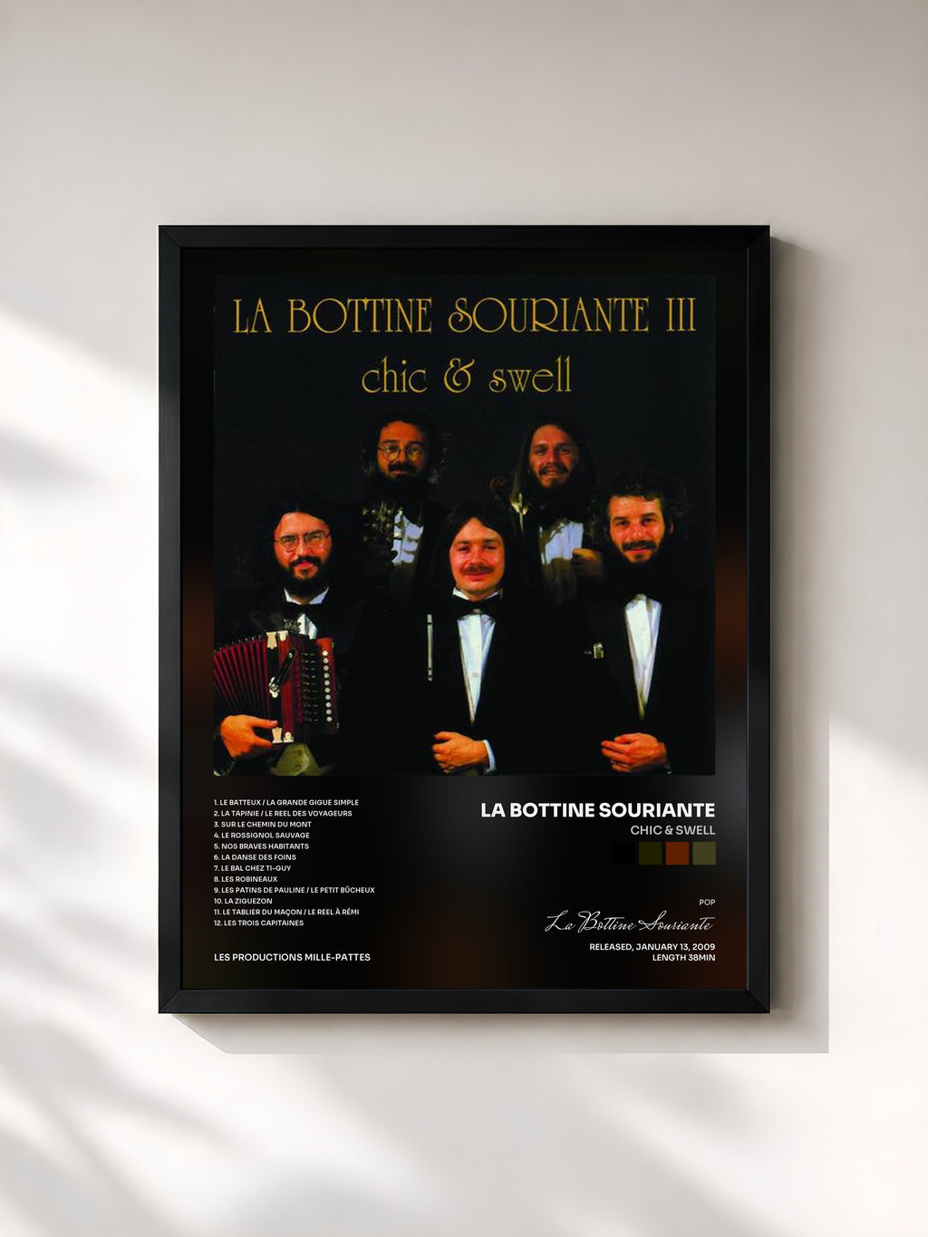 #noir Tableau de l'album Chic & Swell de La Bottine Souriante, cadre noir, imprimé et encadré en France