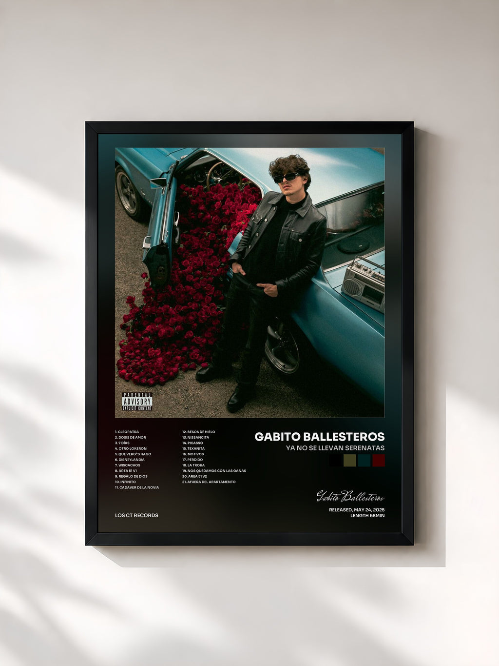 #noir Tableau de l'album Ya No Se Llevan Serenatas de Gabito Ballesteros, cadre noir, imprimé et encadré en France