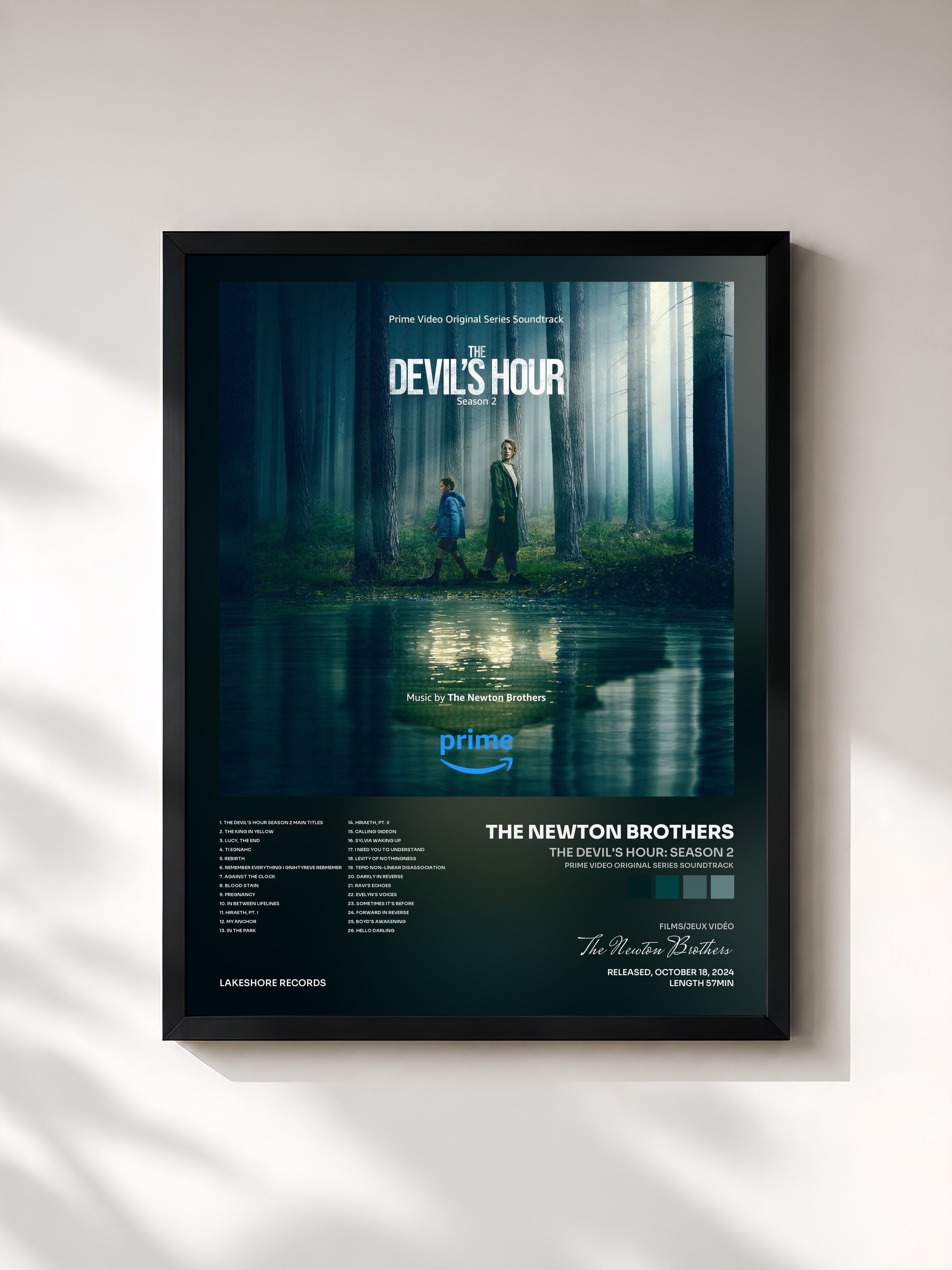 #noir Tableau de l'album The Devil's Hour: Season 2 (Prime Video Original Series Soundtrack) de The Newton Brothers, cadre noir, imprimé et encadré en France
