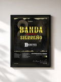 #noir Tableau de l'album Banda Contra Sierreno de Los Dareyes De La Sierra, cadre noir, imprimé et encadré en France