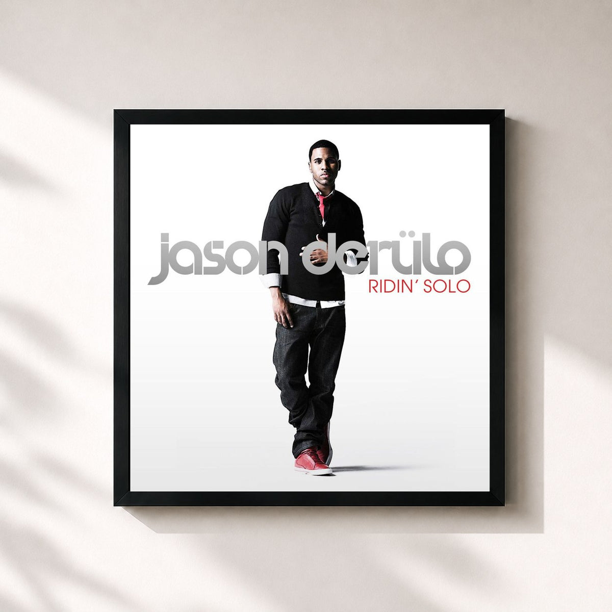 #noir Ridin' Solo de Jason Derulo en lámina cuadrada enmarcada, marco negro de 32x32 cm