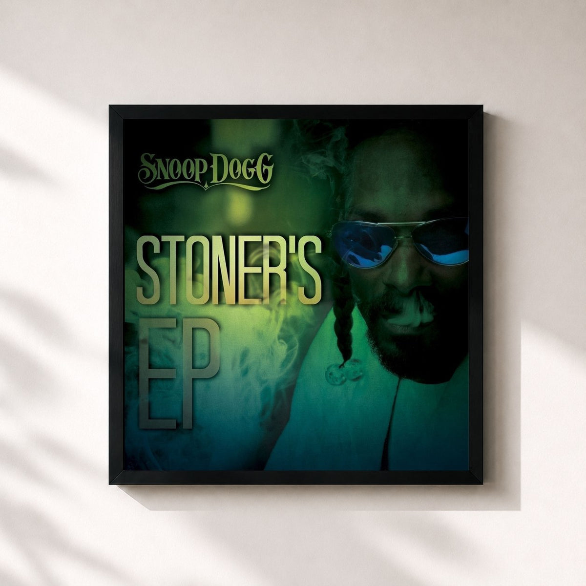 #noir Tableau carré de l'album Stoner's EP de Snoop Dogg, cadre noir 32x32 cm