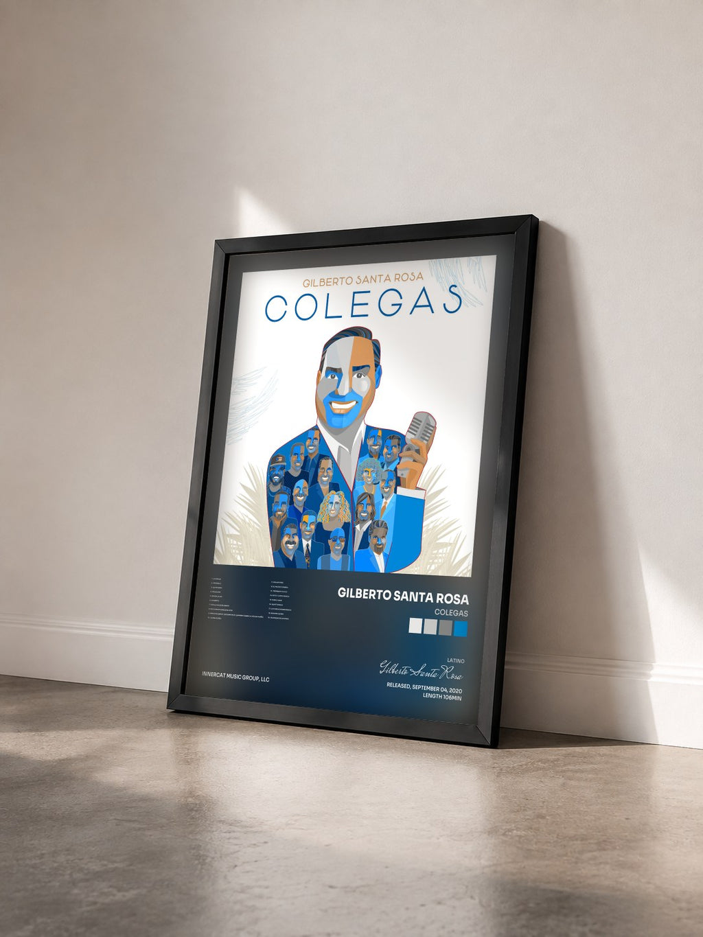 #noir Tableau de l'album Colegas de Gilberto Santa Rosa vu de trois quarts, cadre noir