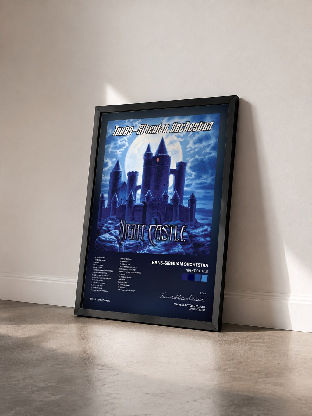 #noir Tableau de l'album Night Castle de Trans-Siberian Orchestra vu de trois quarts, cadre noir