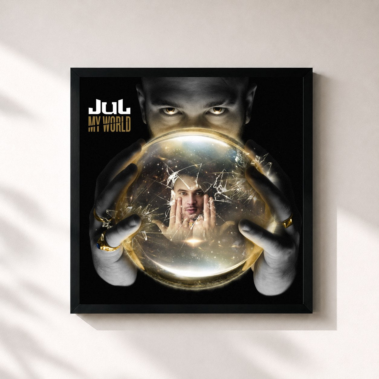 #noir Tableau carré de l'album My World de Jul, cadre noir 32x32 cm