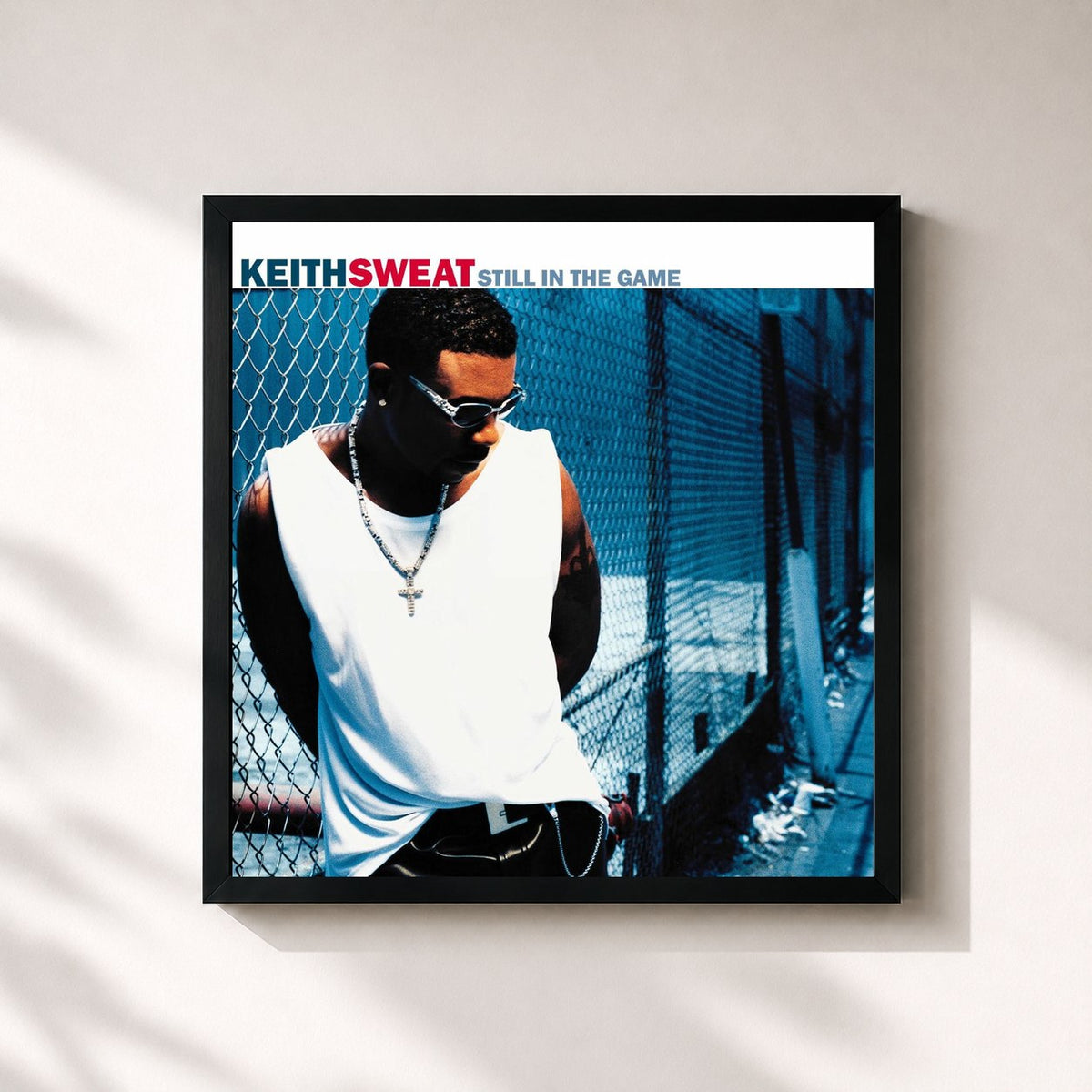 #noir Tableau carré de l'album Still in the Game de Keith Sweat, cadre noir 32x32 cm