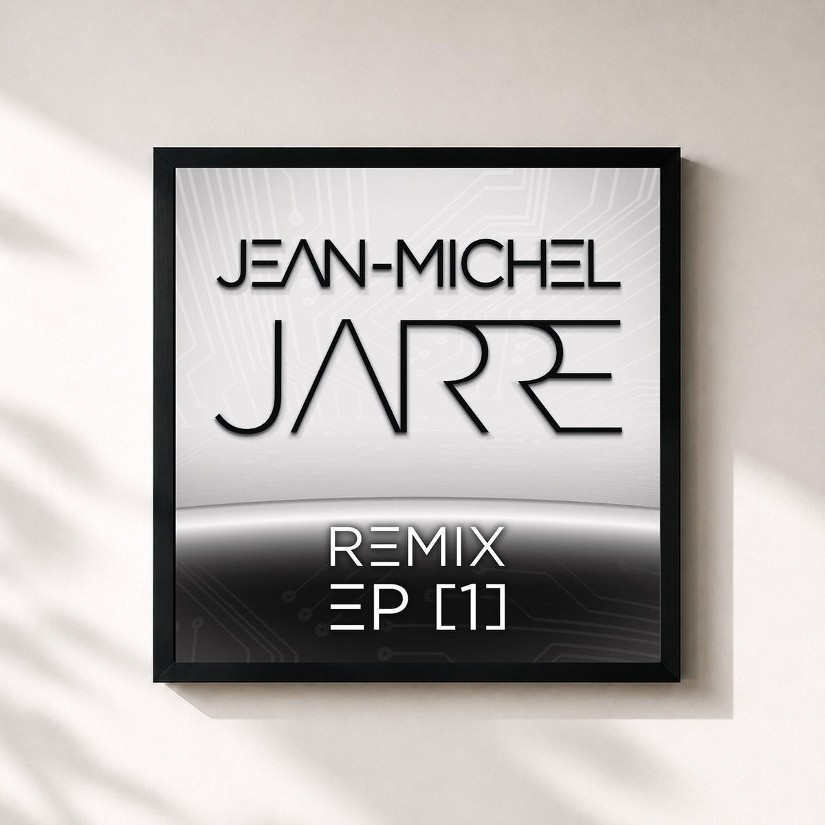 #noir Tableau carré de l'album Remix EP (I) de Jean-Michel Jarre, cadre noir 32x32 cm