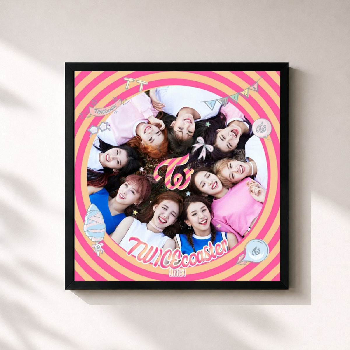 #noir Tableau carré de l'album Twicecoaster: Lane 1 de TWICE, cadre noir 32x32 cm
