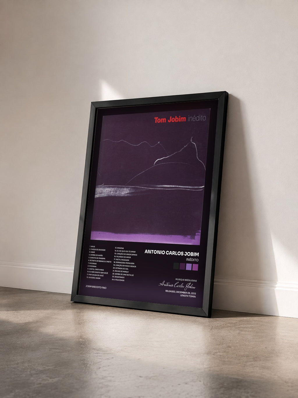 #noir Tableau de l'album Inédito de Antonio Carlos Jobim vu de trois quarts, cadre noir