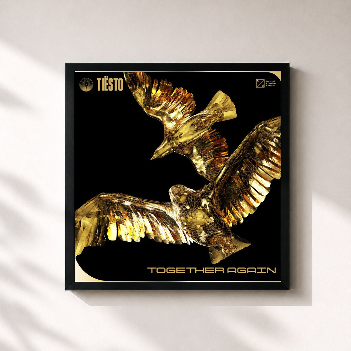 #noir Tableau carré de l'album Together Again de Tiësto, cadre noir 32x32 cm