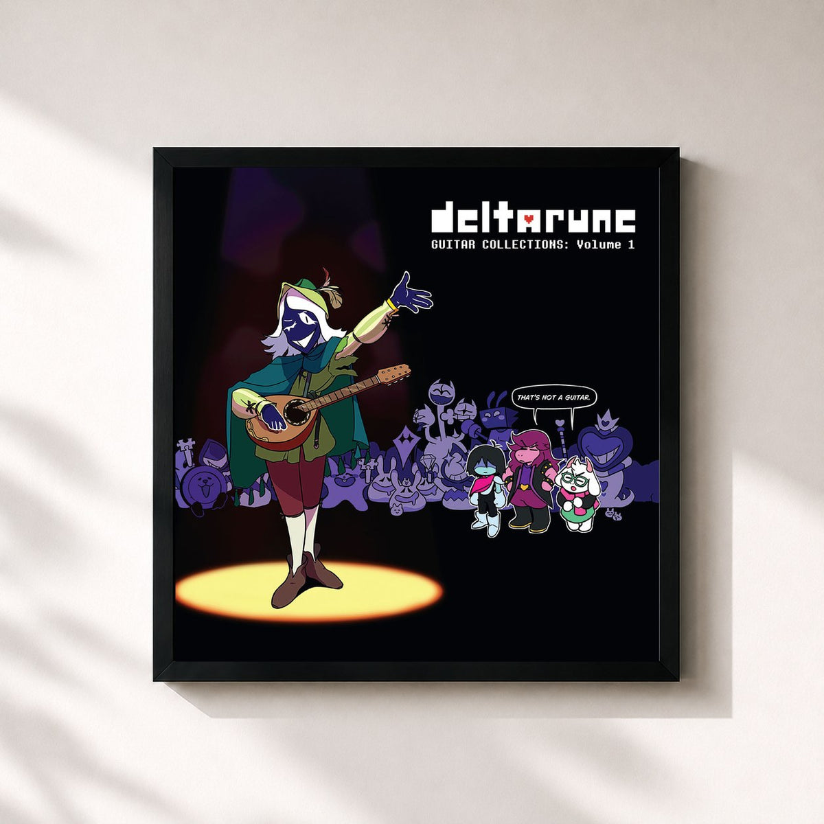 #noir DELTARUNE Guitar Collections, Vol. 1 von Toby Fox als quadratischer Kunstdruck, schwarzer Rahmen 32x32 cm