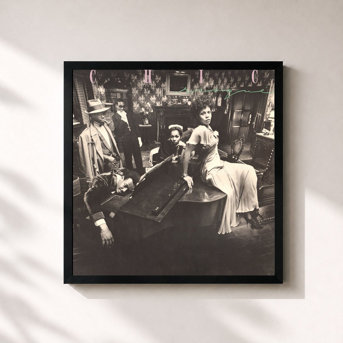 #noir Tableau carré de l'album Risqué (2018 Remaster) de Chic, cadre noir 32x32 cm