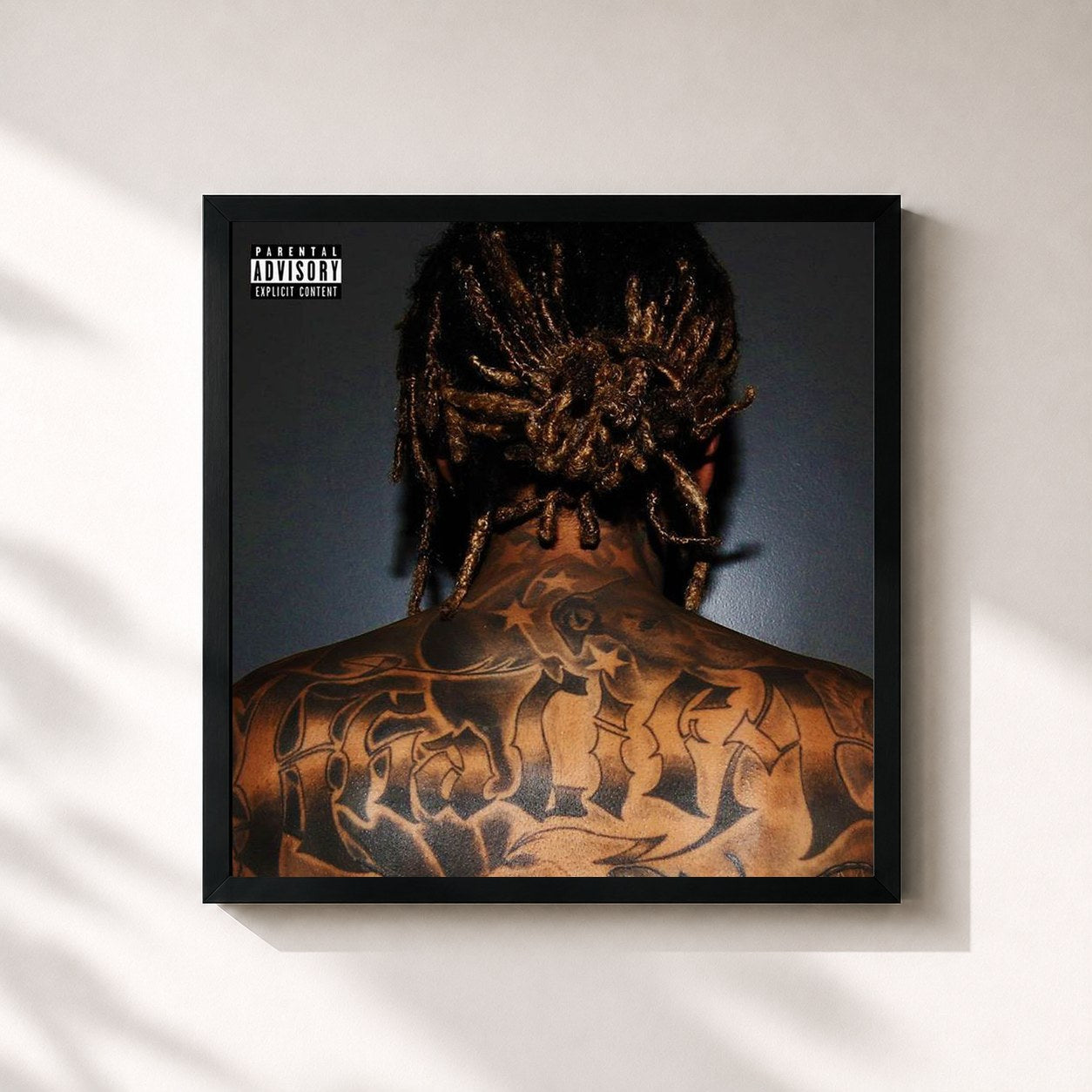 #noir Tableau carré de l'album Khalifa de Wiz Khalifa, cadre noir 32x32 cm