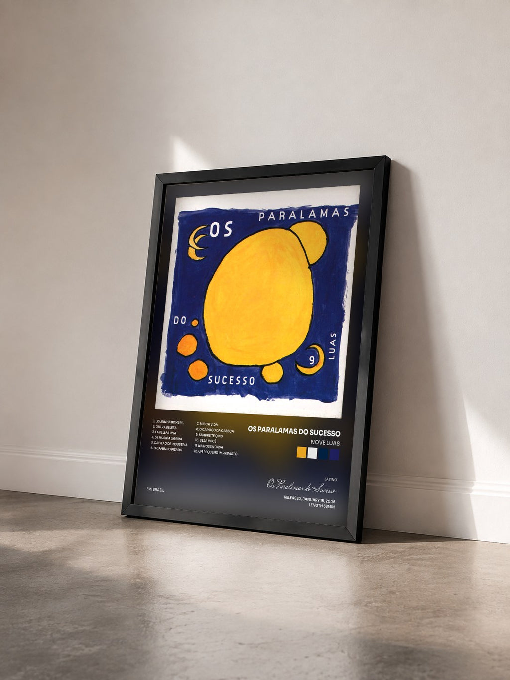 #noir Tableau de l'album Nove Luas de Os Paralamas do Sucesso vu de trois quarts, cadre noir
