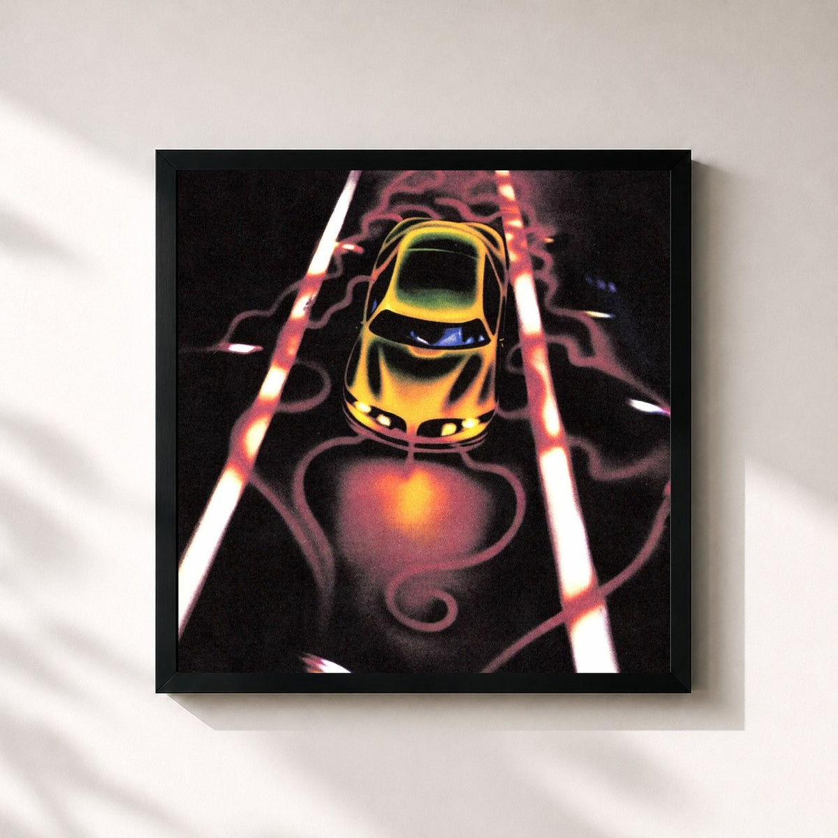 #noir Tableau carré de l'album Drifté de Hamza, cadre noir 32x32 cm