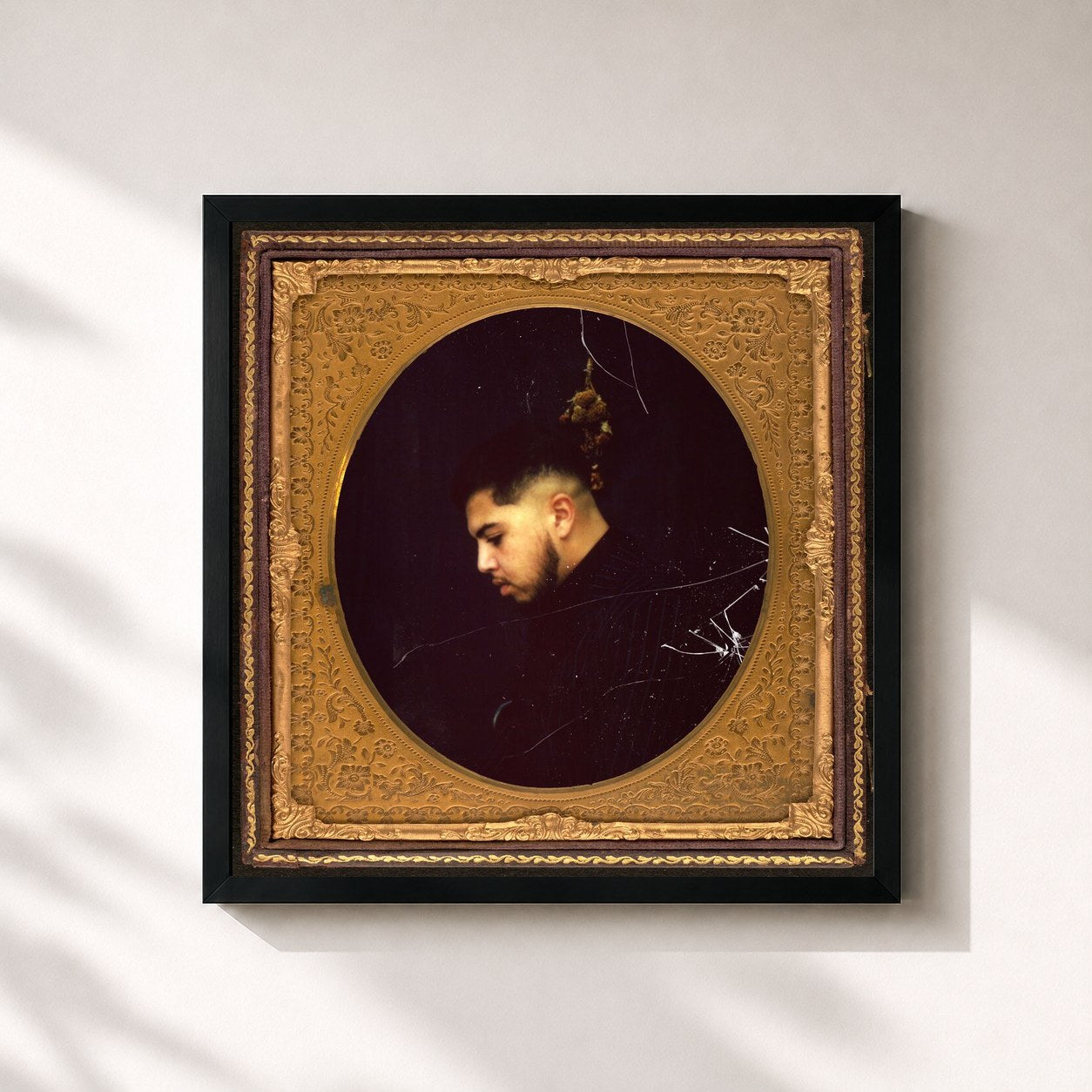 #noir Tableau carré de l'album Sincèrement de Hamza, cadre noir 32x32 cm