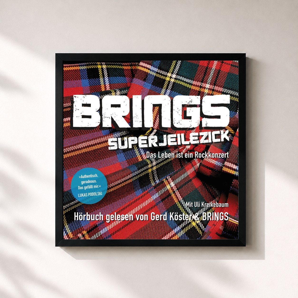 #noir Tableau carré de l'album Superjeilezick - Das Leben ist ein Rockkonzert de Brings, cadre noir 32x32 cm